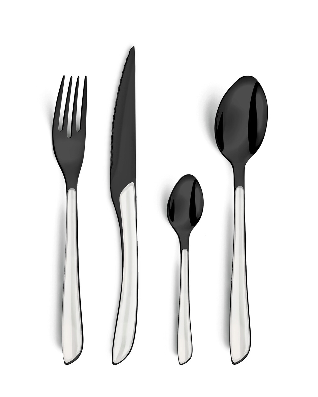 Set tacamuri 16 piese, Amefa, Trend Lumino, inox, alb/negru - imagine 3